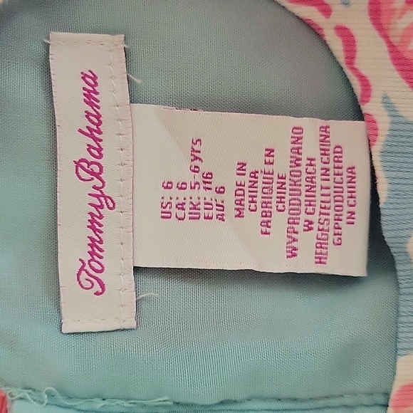 Tommy Bahama Aqua and Coral Girl's Dress Sz 6. Seashell - Picture 4 of 6